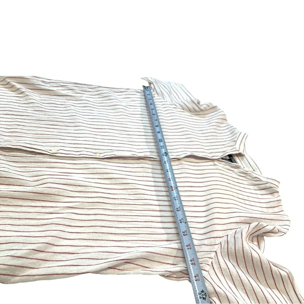 CHAPS Bell Sleeve Button Down Women’s Blouse, Linen&Cotton, Red/White, Large - Picture 9 of 11